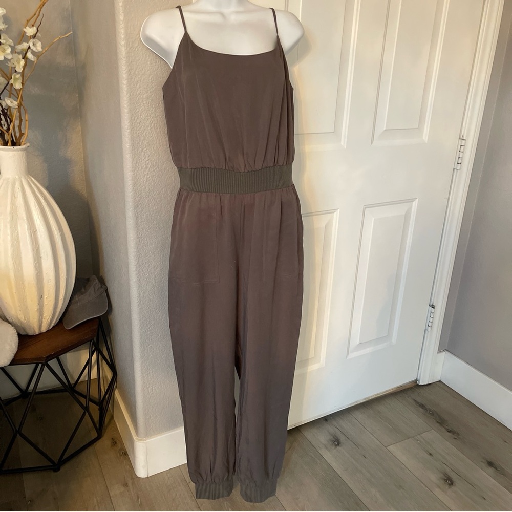NWT ANTHROPOLOGIE SZ M  ONE PIECE JUMPSUIT JUMPER Green Thank Top 100% Lyocell